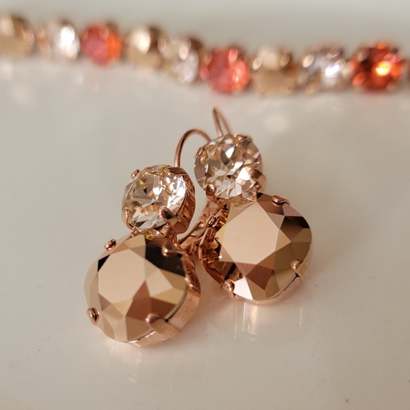 Austrian Crystal Earrings in Rose Gold Plating - Picture 4 of 10